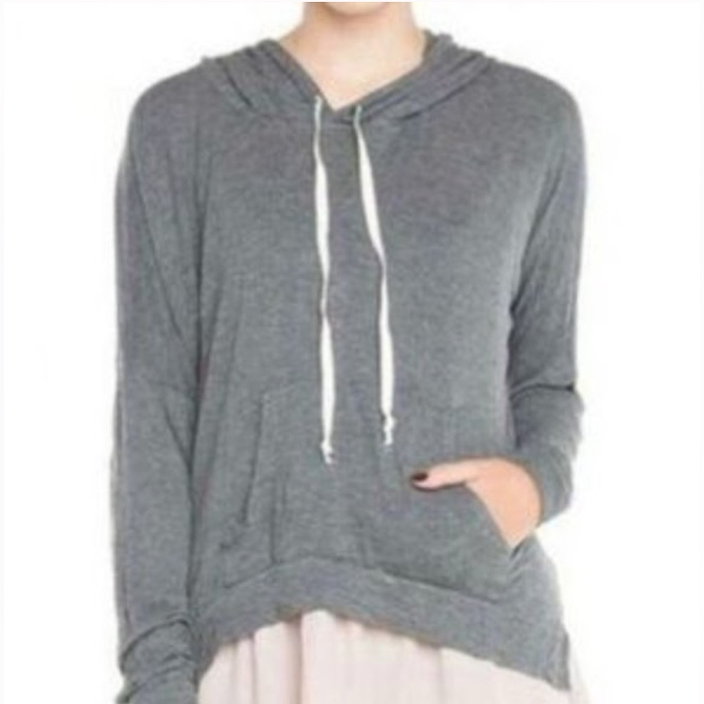 Brandy Melville Charcoal Slate Grey Light Weight Plush Hoodie